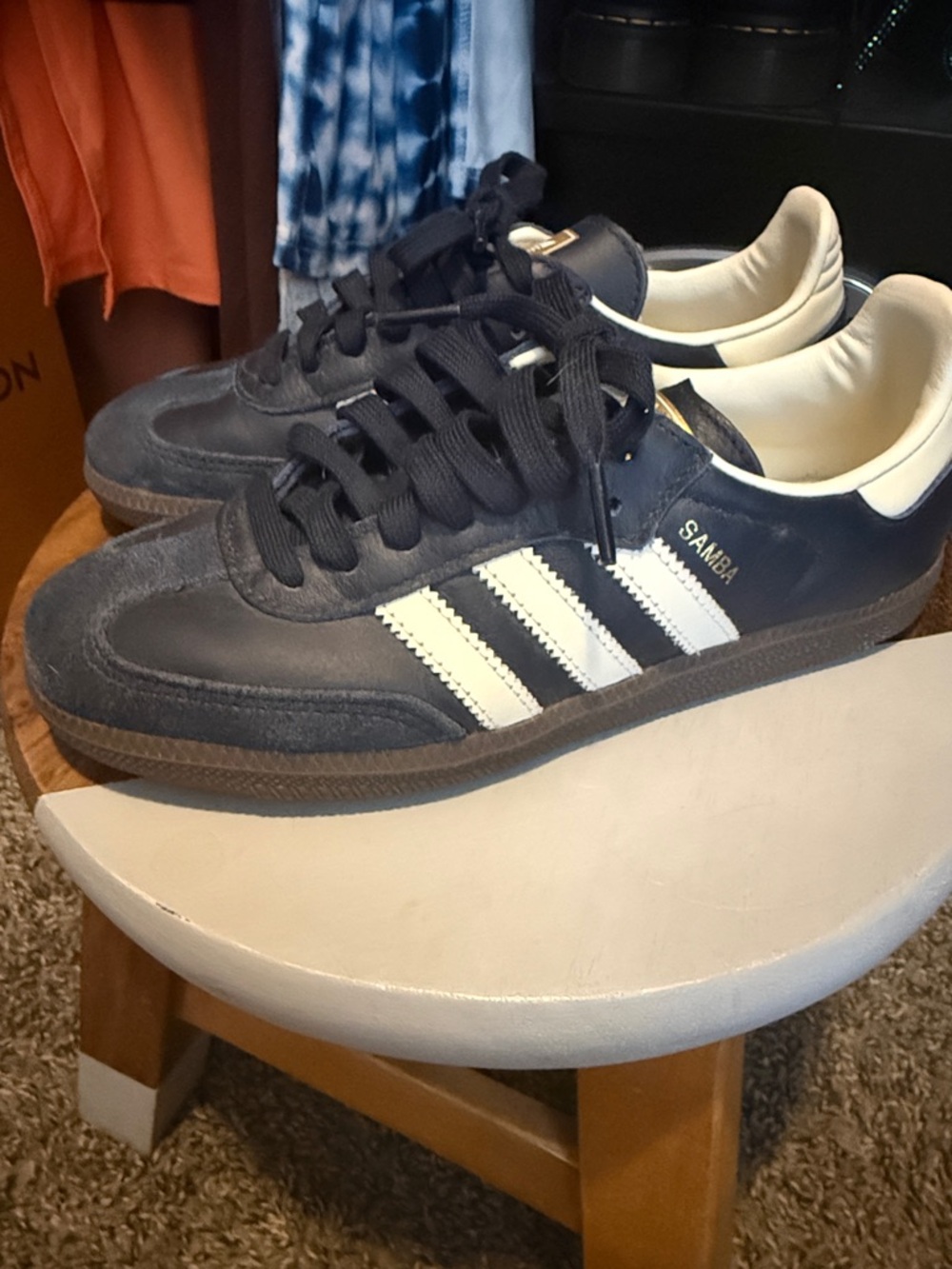 Adidas Samba Women’s Leather Sneaker in Navy/White